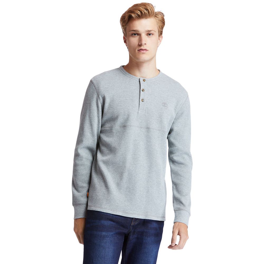 Timberland Πουκαμισα Ανδρικα Γκρι - Wharf River Waffle-Knit Henley - Greece 5031948-SF